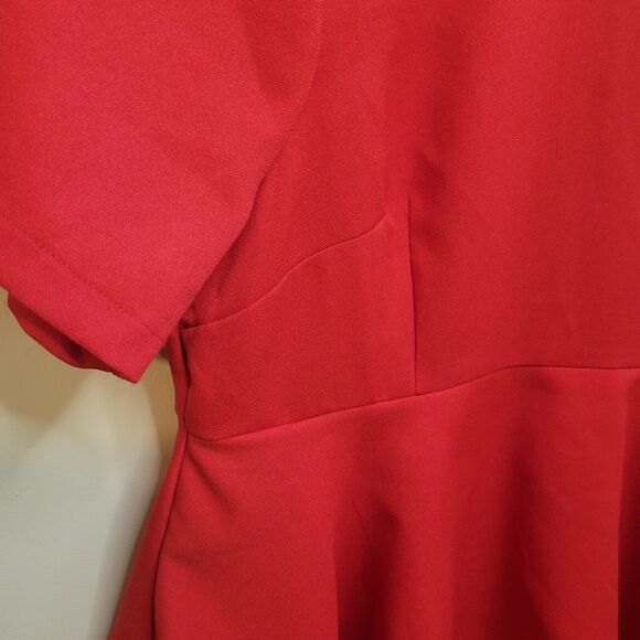 Pretty Little Thing Dress Peplum Mock Neck Zip Back Short Sleeve Size US 12 - Picture 11 of 16